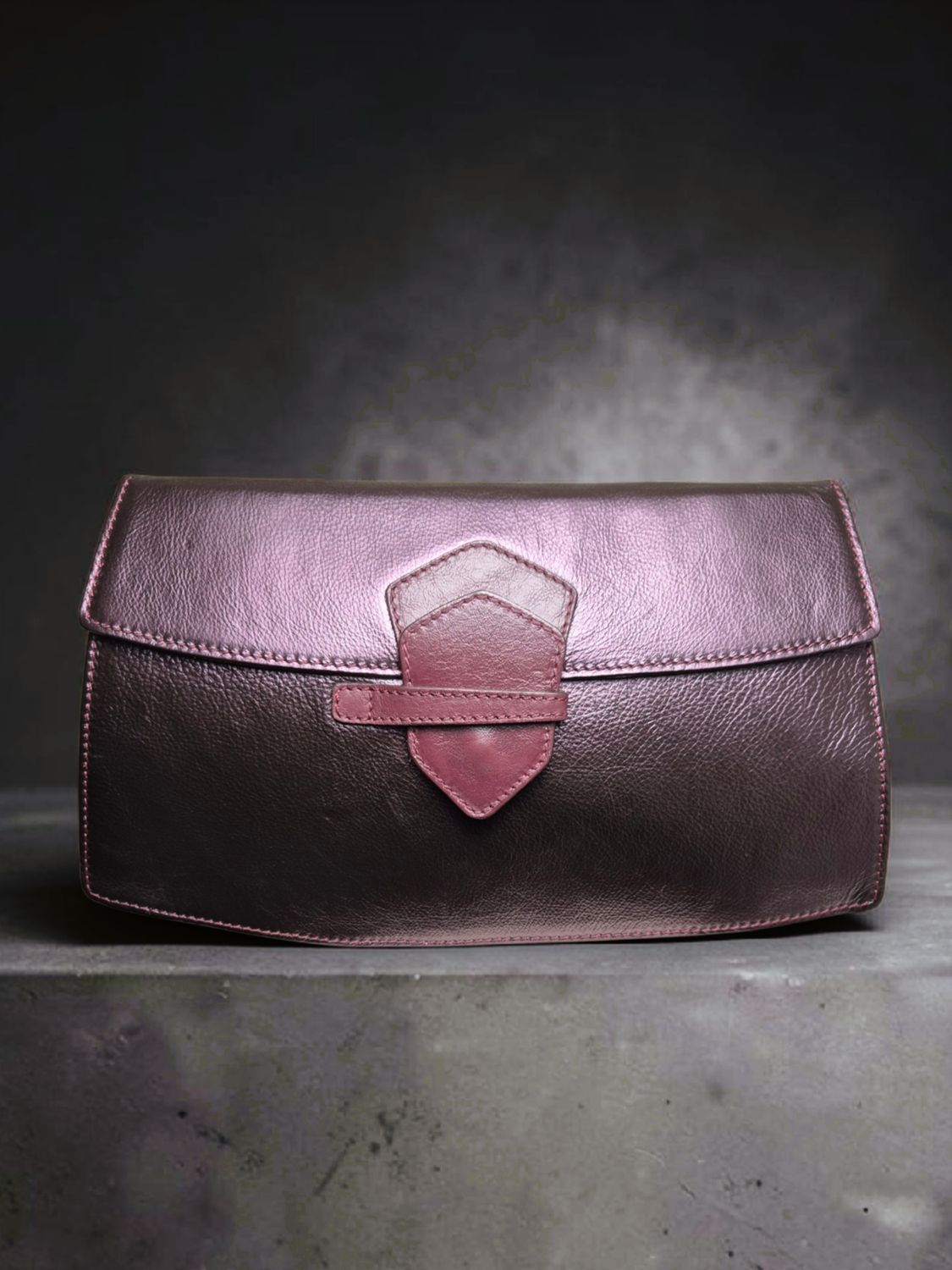 Francesco Biasia Oxblood Purple Leather Clutch