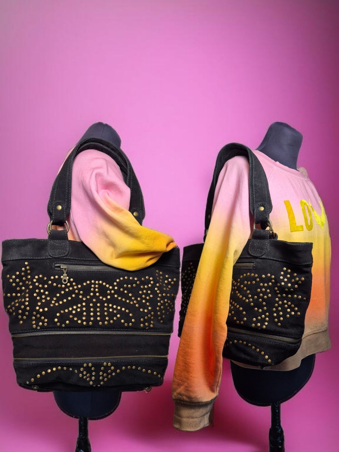 Antik Batik 'Petulia' Suede studded expanding tote 🖤