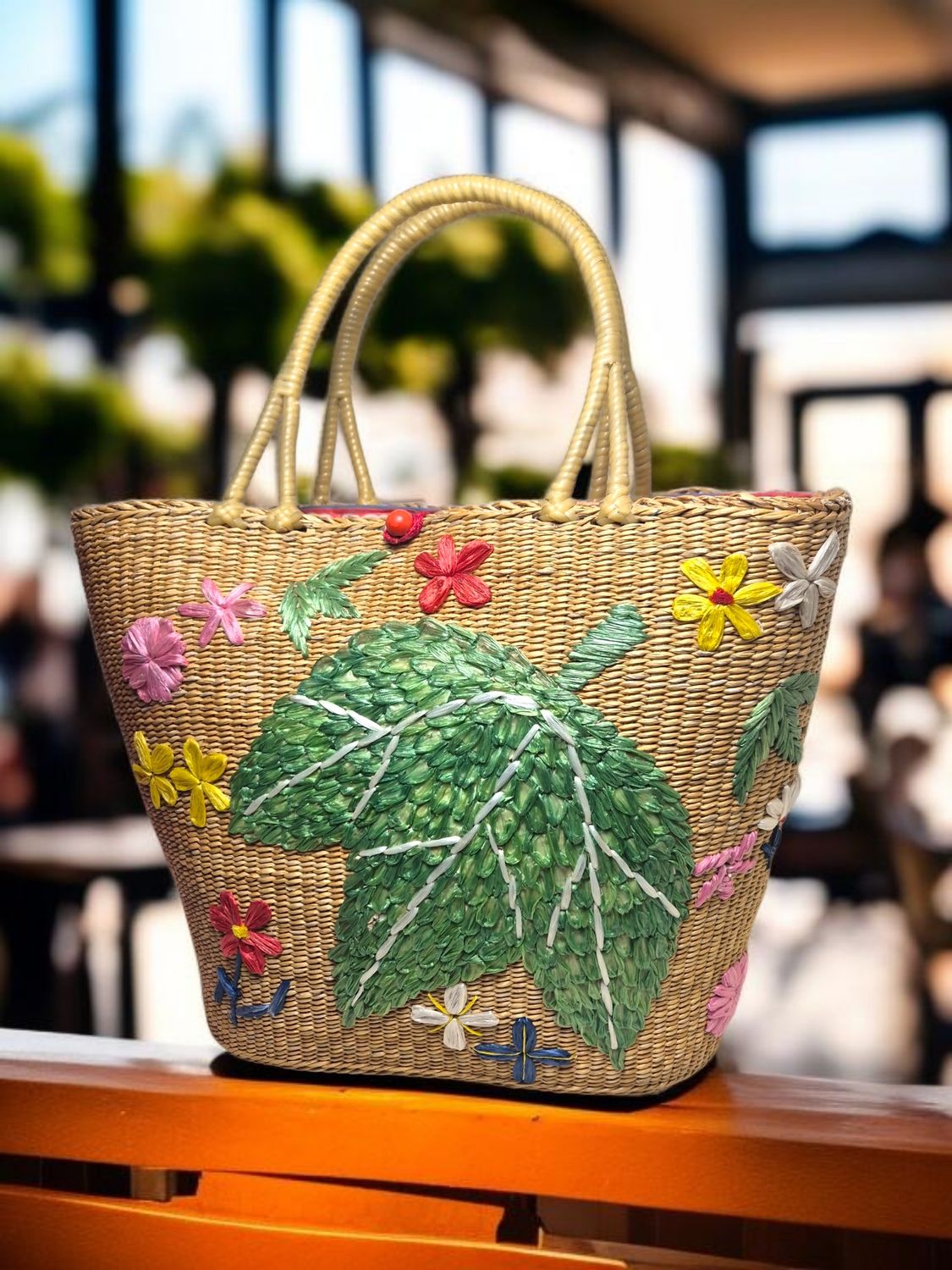 🌺 Vintage cottage core woven basket tote 🌿