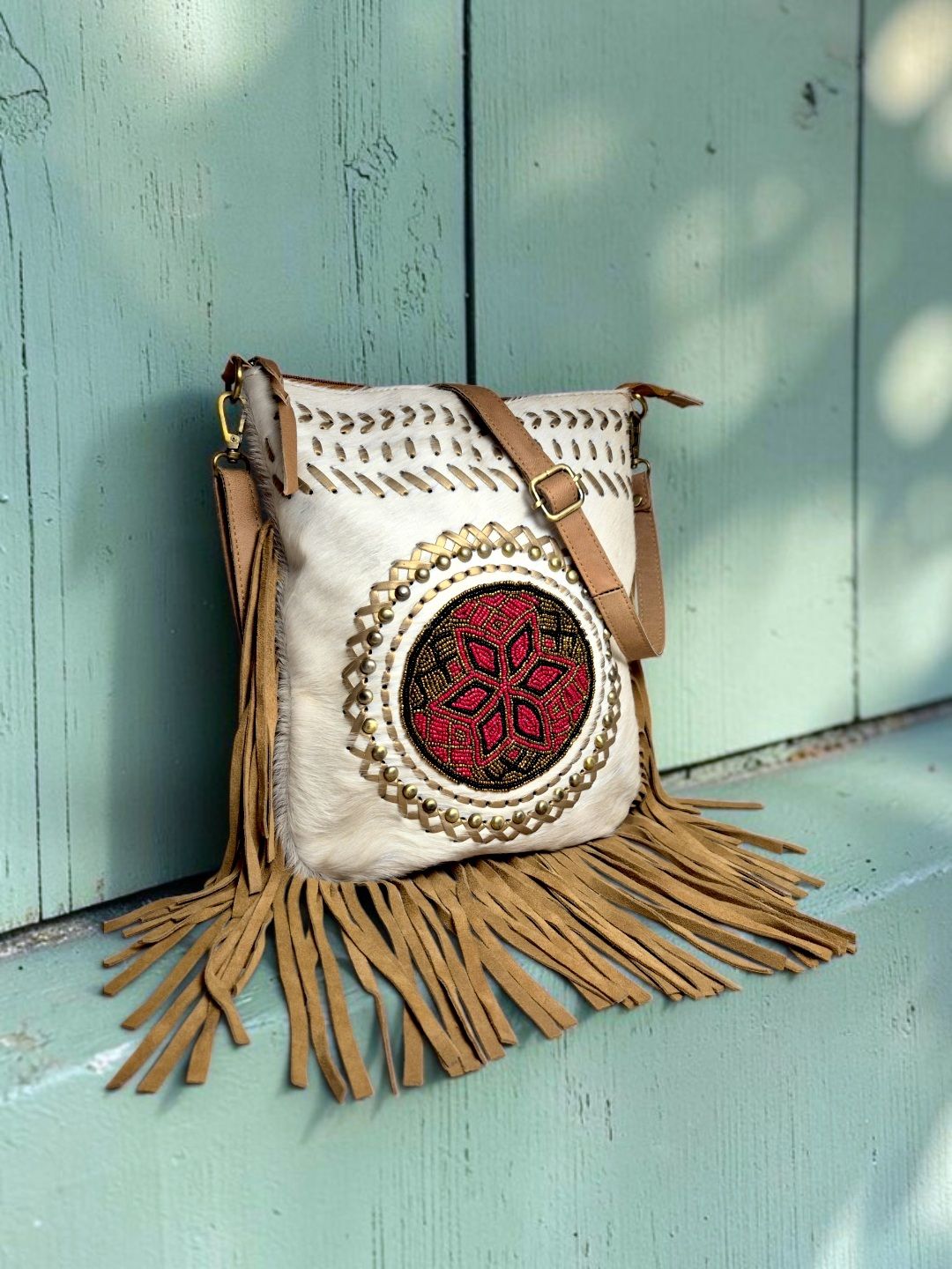 😎 Artisan Ibiza vibes leather &amp; hide boho cross body 😎