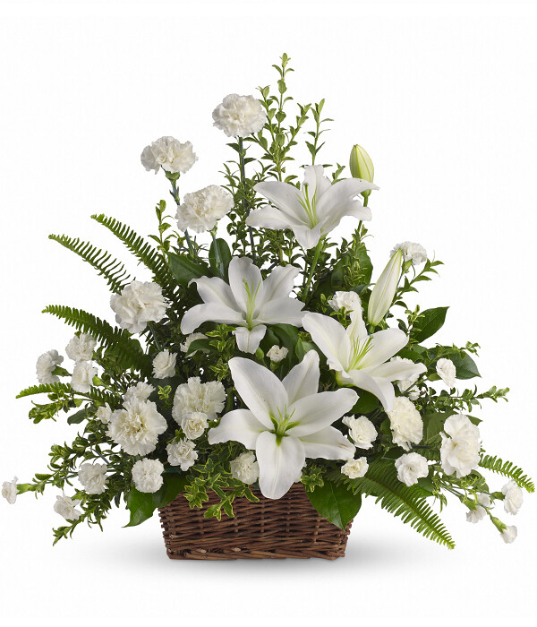 Elegant White Lily &amp; Carnation Basket