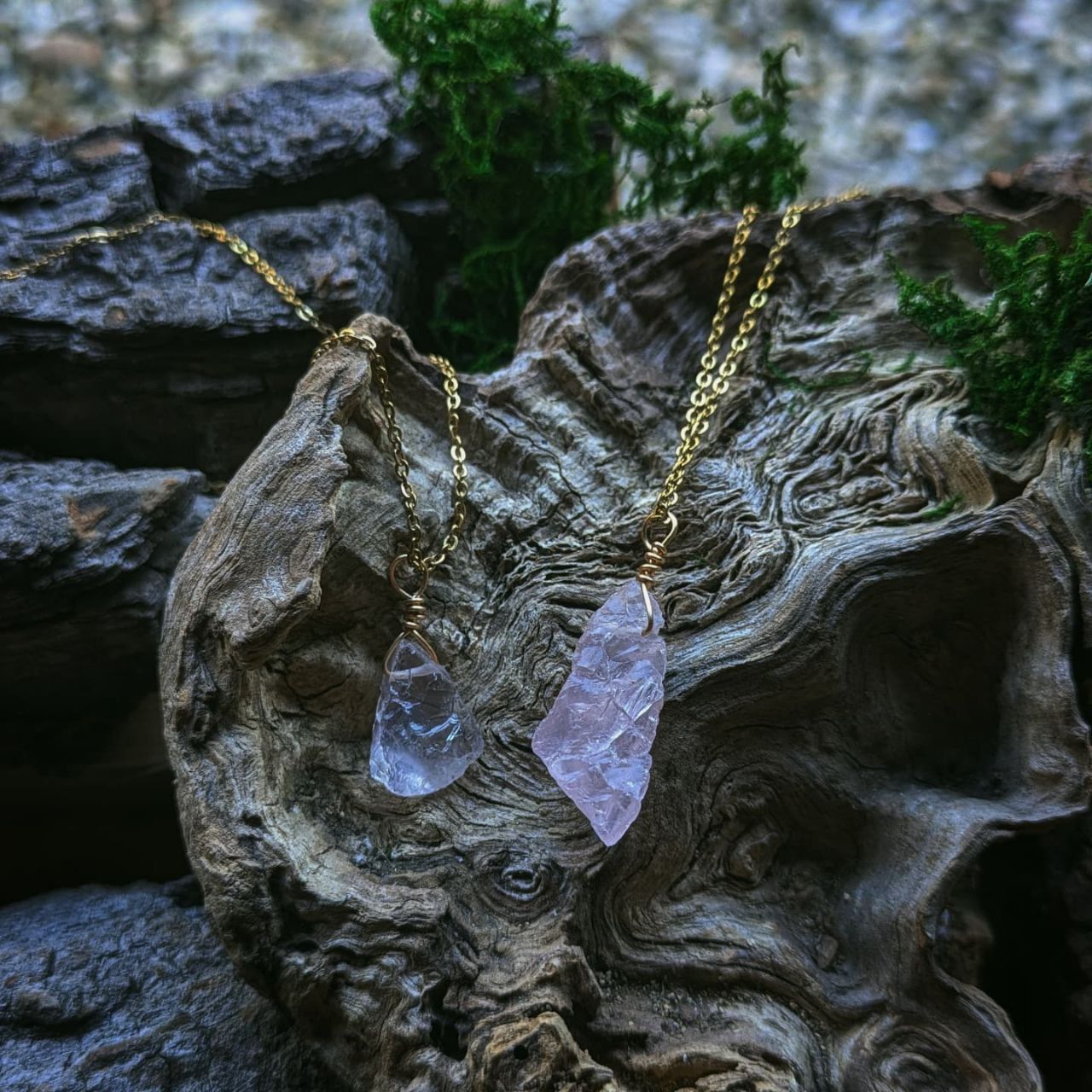 Naturkristall Kette Rosenquarz