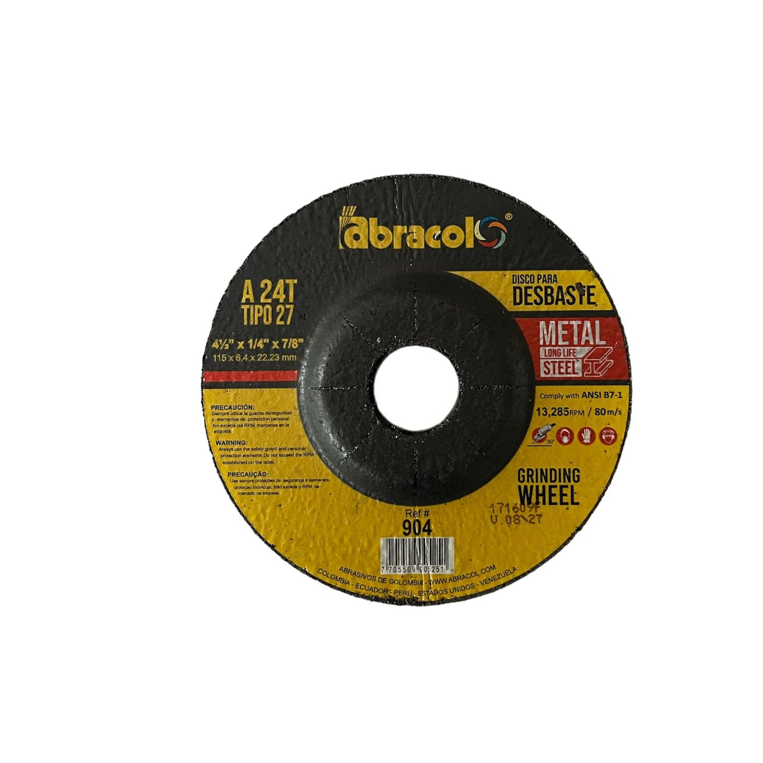Disco abrasivo Abracol™ (Clave 904) Pulir 1/4" x 4.1/2" (Ref.ABD7A0024058) Caja x 25 Unidades