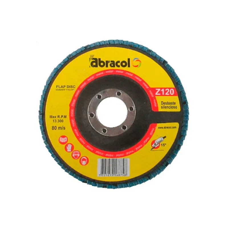 Disco abrasivo Abracol™ (Clave T29 ZR80) Flap Disc 7/8" x 7" (Ref.RDAA9Z080000) Caja x 10 Unidades