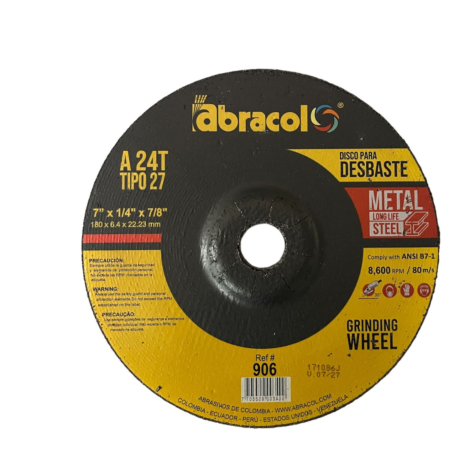 Disco abrasivo Abracol™ (Clave 906) Pulir 1/4" x 7" (Ref.ABD7A0024076) Caja x 25 Unidades