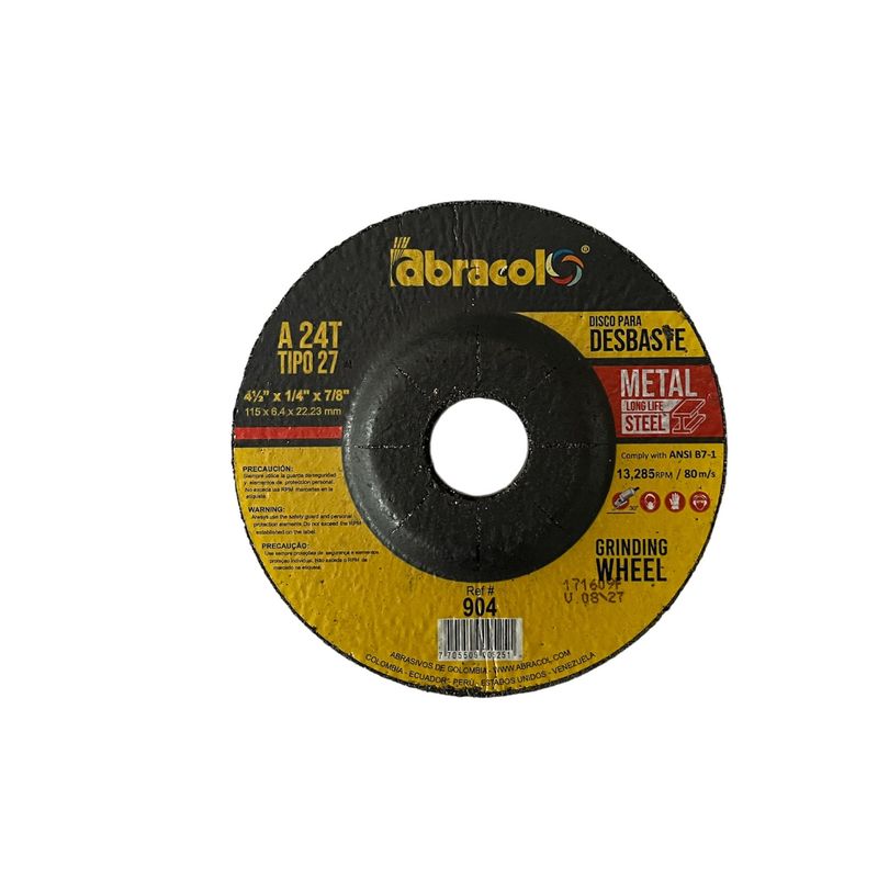 Disco abrasivo Abracol™ (Clave 904) Pulir 1/4" x 4.1/2" (Ref.ABD7A0024058) Caja x 25 Unidades