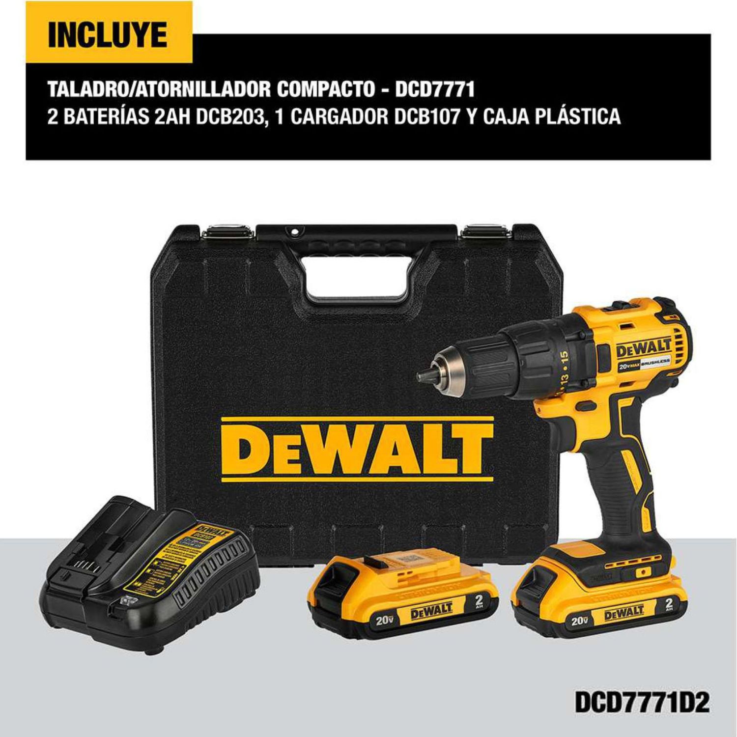 Taladro Atornillador DeWalt de 1/2" Inalámbrico (Ref.DCD7771D2-B3)