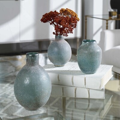 Set of 3 Glass Bottle Vases