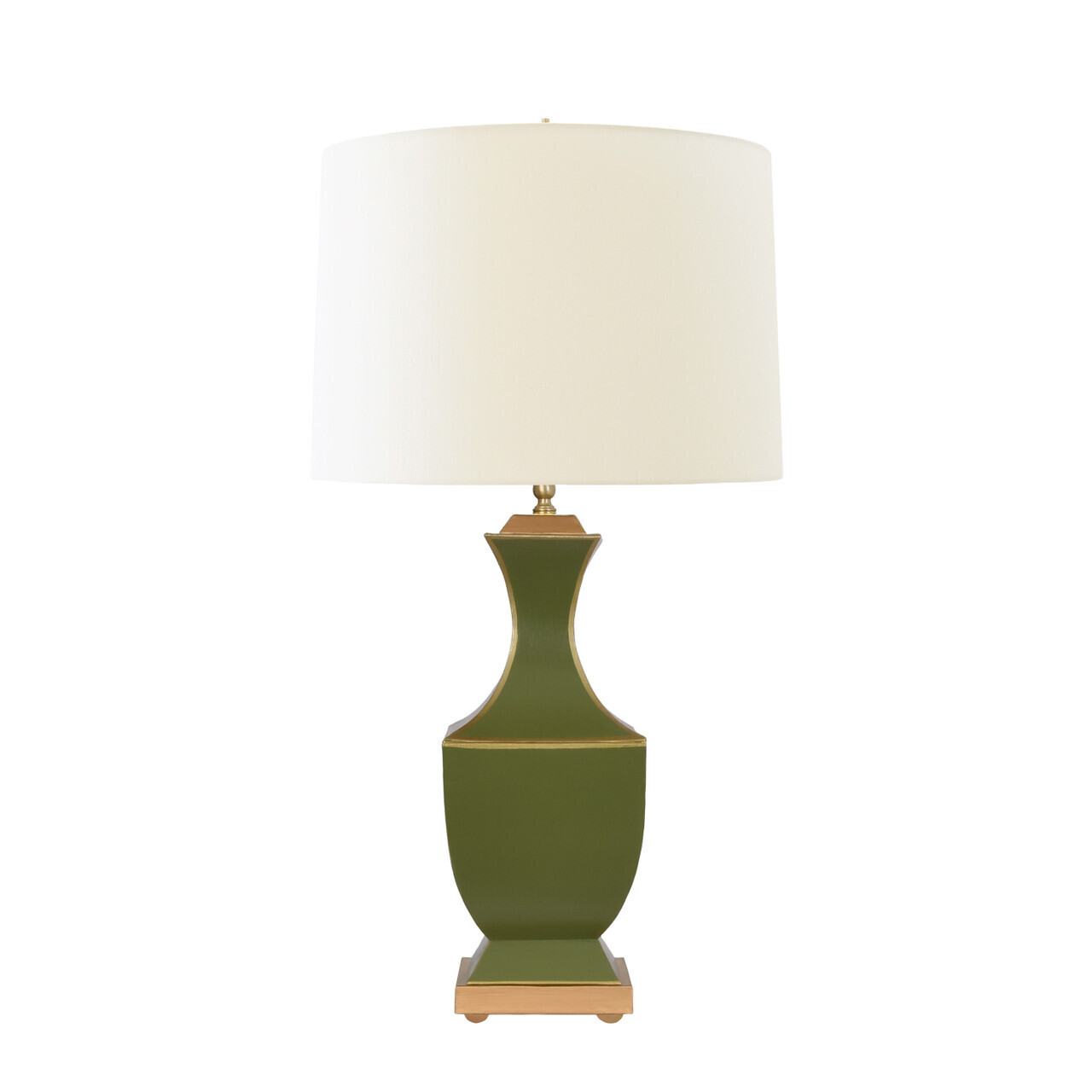 Olive Hand Painted Tole Lamp