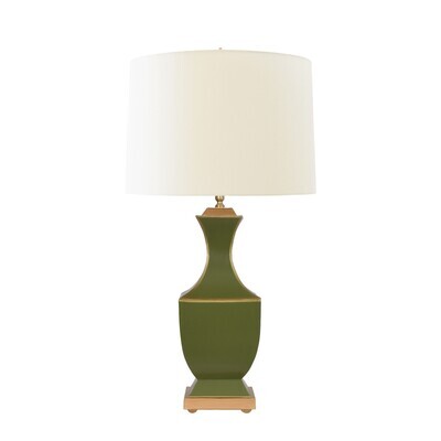 Olive Hand Painted Tole Lamp
