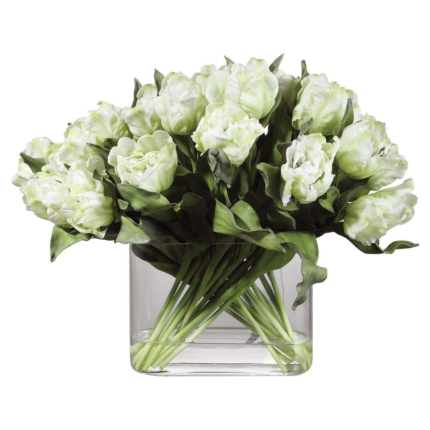 White Parrot tulips in Faux Water