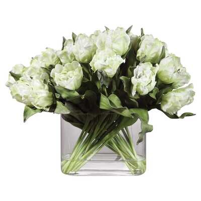 White Parrot tulips in Faux Water