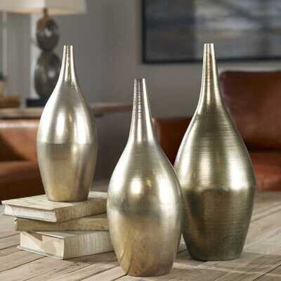 S/3 Golden Champagne Vases