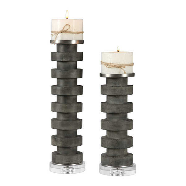 S/2 Concrete Candleholders