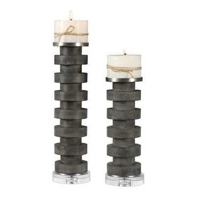 S/2 Concrete Candleholders