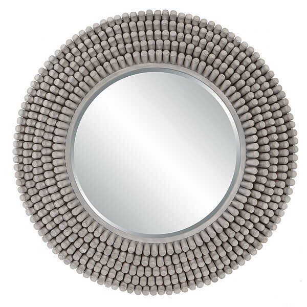 Gray Port Style Round Mirror