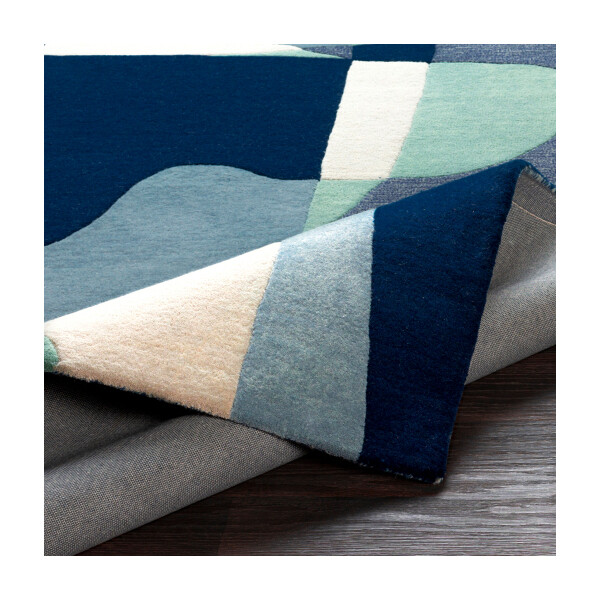 Geometric Blue Square Area Rug