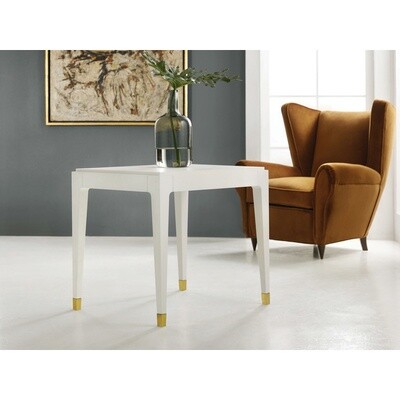 White End Table with Brass Boot Detail