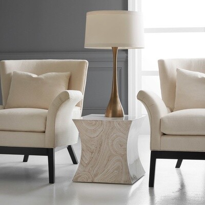 Chairside Table Fossil Wood Motif