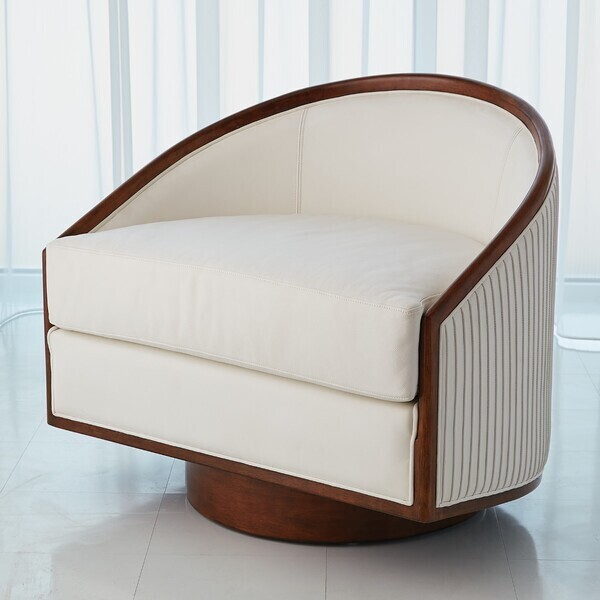 White Leather Modern Swivel Chair