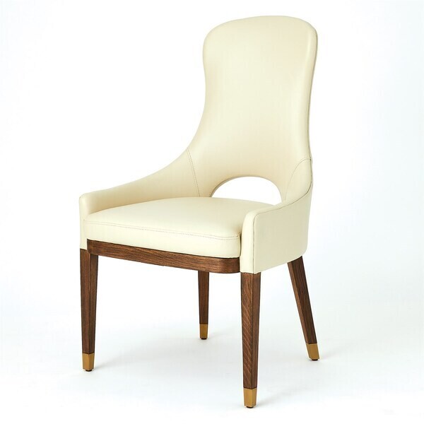 Ivory Leather Dining Chair