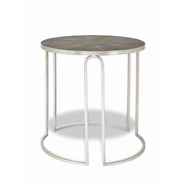 Silver Leaf  Side Table with Faux Shagreen Top