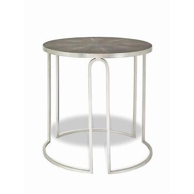Silver Leaf  Side Table with Faux Shagreen Top