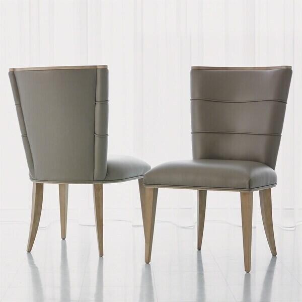 Silver Gray Leather Dining Chair