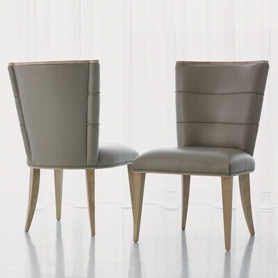 Silver Gray Leather Dining Chair