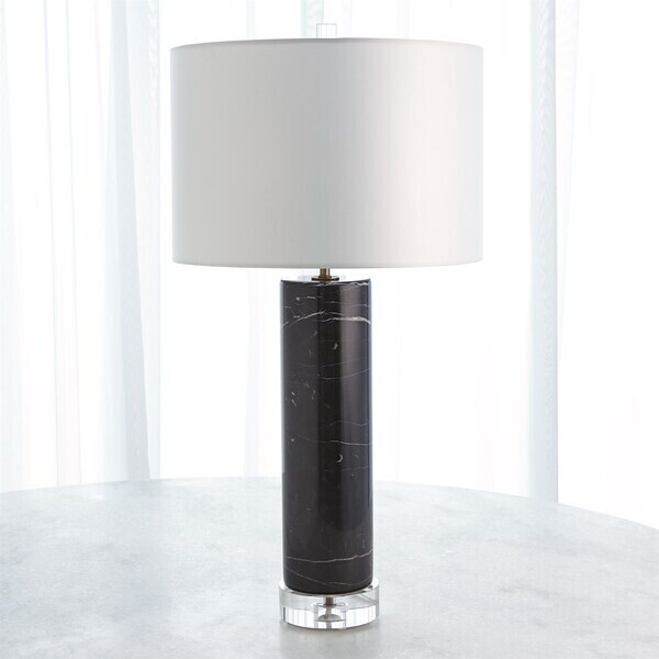 Marble Cylinder Table Lamp - Black
