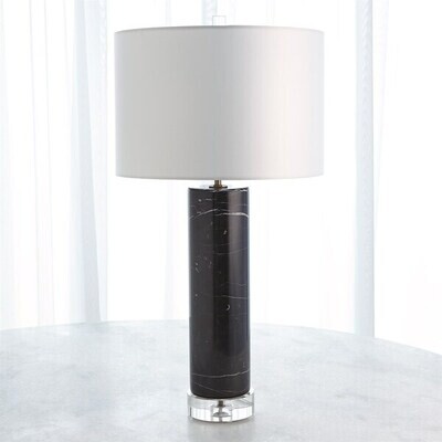 Marble Cylinder Table Lamp - Black