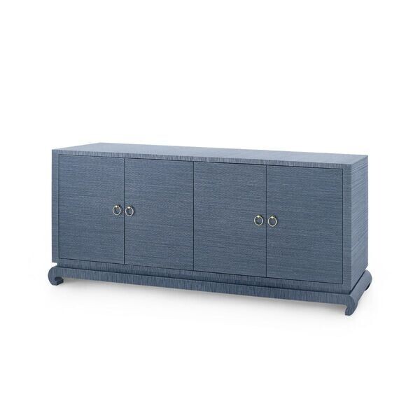 4 Door Credenza with Faux Grasscloth Finish