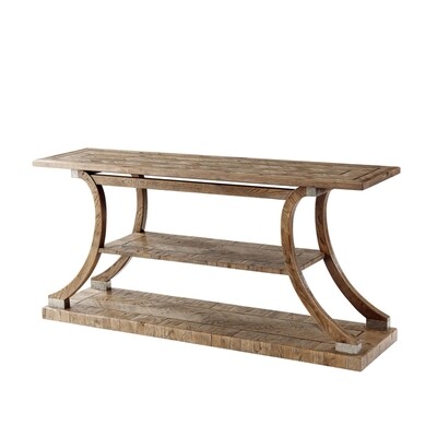 Oak Chevron Console Table