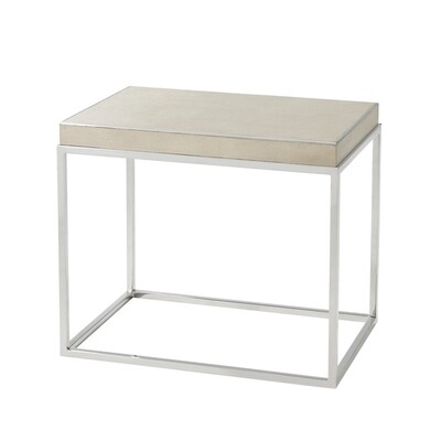 Embossed Leather and Steel Side Table