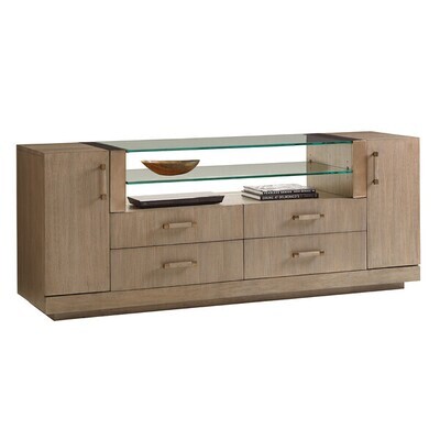 Media Console with Glass Shelving 76"