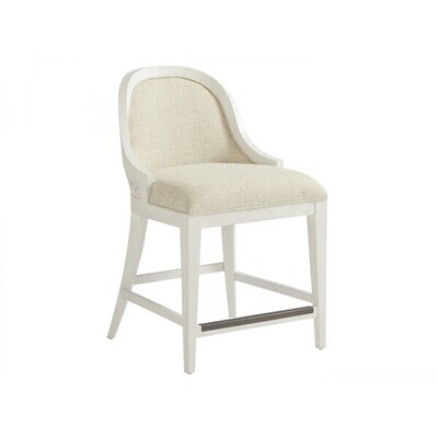 White Rattan Counter Stool