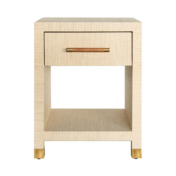 One Drawer Side Table with Rattan Wrap