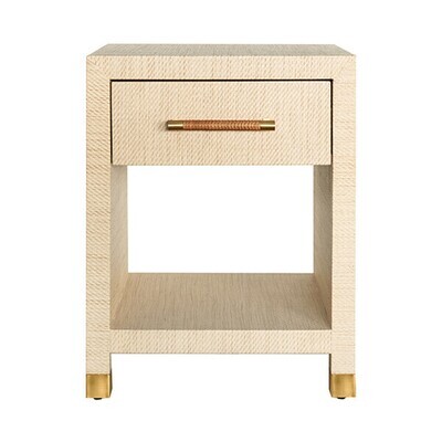 One Drawer Side Table with Rattan Wrap