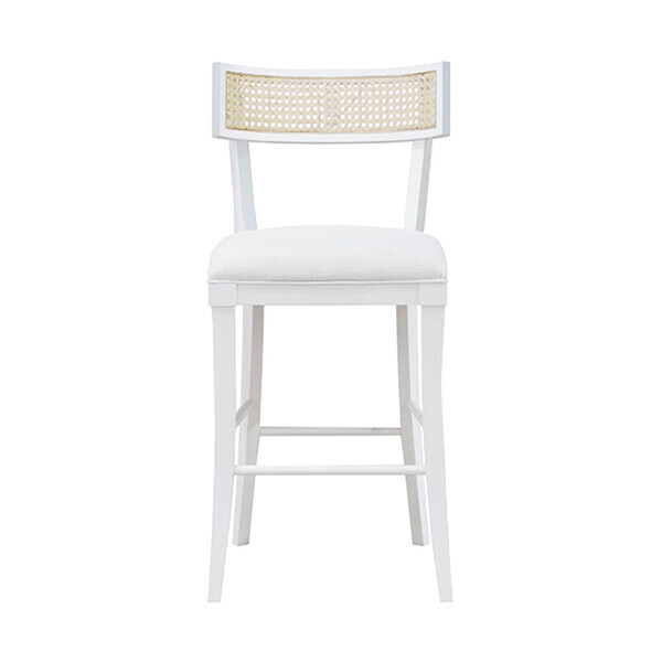 Net Woven Cane and White Counter Stool
