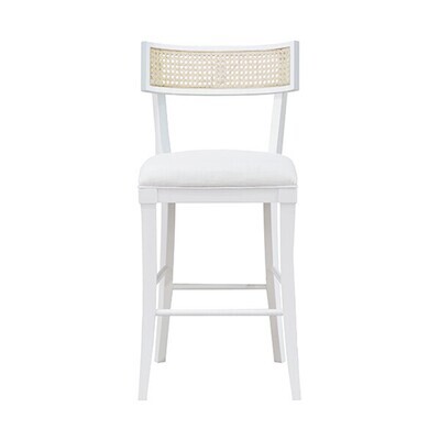 Net Woven Cane and White Counter Stool