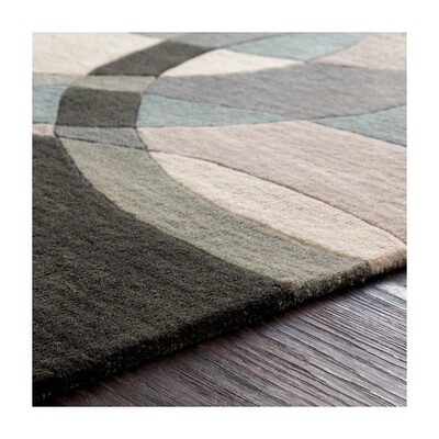 8' Square Circle Rug Blue & Grey
