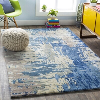 8 Foot Square Blue Taupe Rug