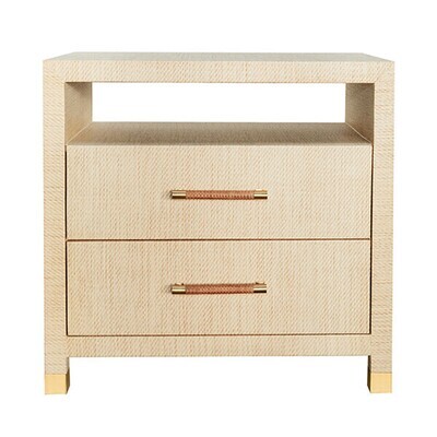 Two Drawer Side Table with Rattan Wrapped Handles