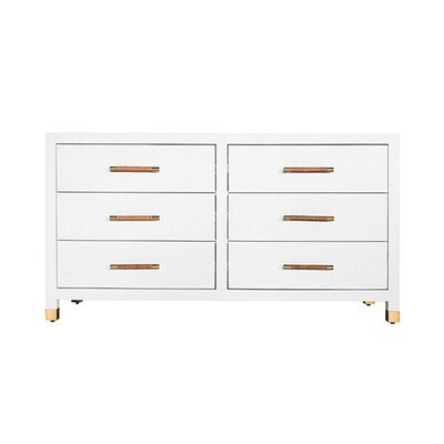 Six-Drawer Chest with Rattan Wrapped Handles