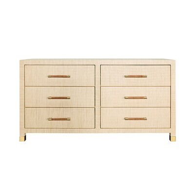Six-Drawer Chest with Rattan Natural Finish
