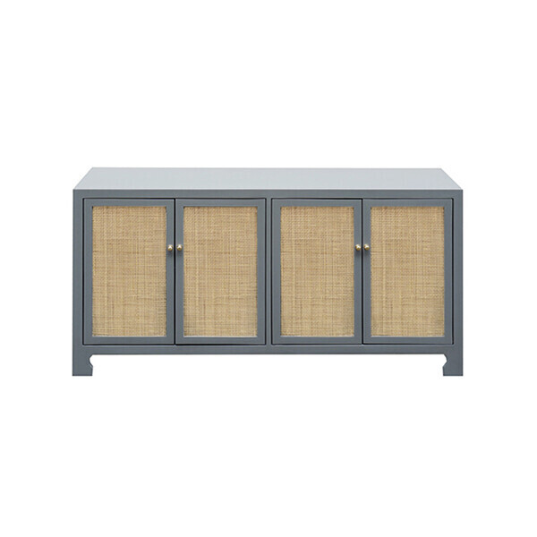 British West Indies Gray Hand Woven Cane Cabinet