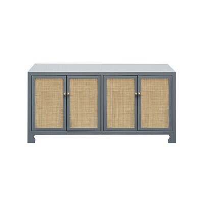 British West Indies Gray Hand Woven Cane Cabinet