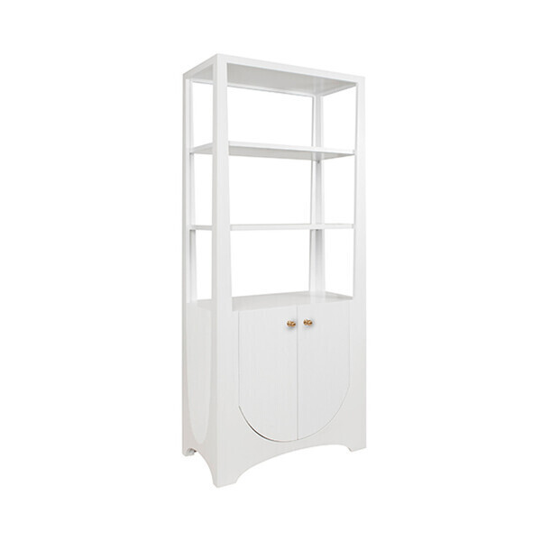 Two Door White Etagere Bookcase Cabinet
