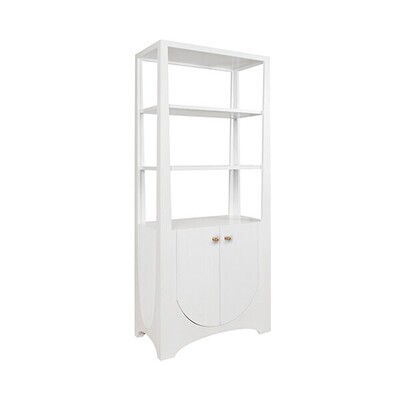 Two Door White Etagere Bookcase Cabinet