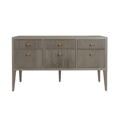  Smoke Gray Fluted Six-Drawer Buffet